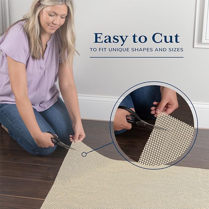 Veken 8x10 Ft Rug Pad Gripper for Hardwood Floors, Non Slip Khaki Rug Pads for Area Rugs, Thick Rug Grippers for Tile Floors, Under Carpet Anti Skid Mat, Keep Your Rugs Safe and in Place