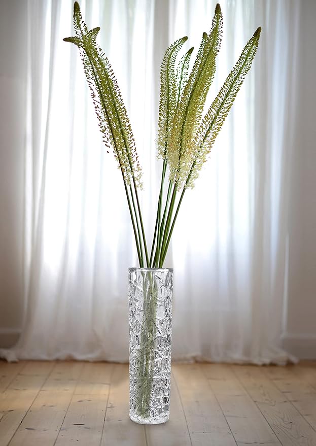 CS Crystal Vase 15-inch high, Frost Flower Design, for Flowers & Decor. Lovely Nice Shiny Piece. Perfect as a Gift, Suitable for All Occasions.