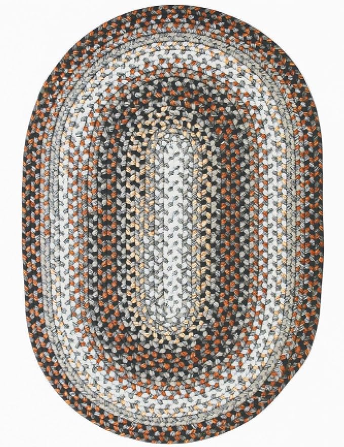 Midnight Moon Grey Braided Oval Rug 20"x30" - Indoor Outdoor Washable - Country Rustic for Kitchens and Entryways - Beautiful, Durable, Reversible, Pet Friendly and Soft