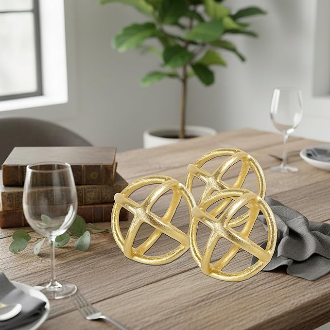 CLEENTABLE Decorative Sphere for Home Decor - Modern Decorative Balls for Living Room, Bedroom, Kitchen, Bathroom, Office - Table Decorative Orbs for Centerpiece (Gold)