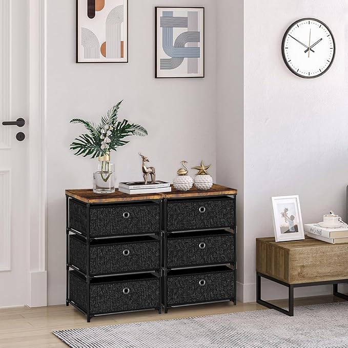 Nightstand with 3 Drawers, Clothes Storage Organizer, Small Fabric Dresser for Bedroom, Closet, Entryway, Hallway, Nursery, Dorm