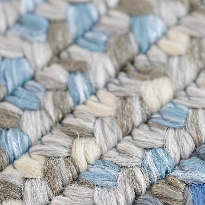 Juniper Blue Braided Oval Rug 20"x30" - Indoor Outdoor Washable - Coastal Country Decor for Kitchens and Entryways - Beautiful, Durable, Reversible, Pet Friendly and Soft