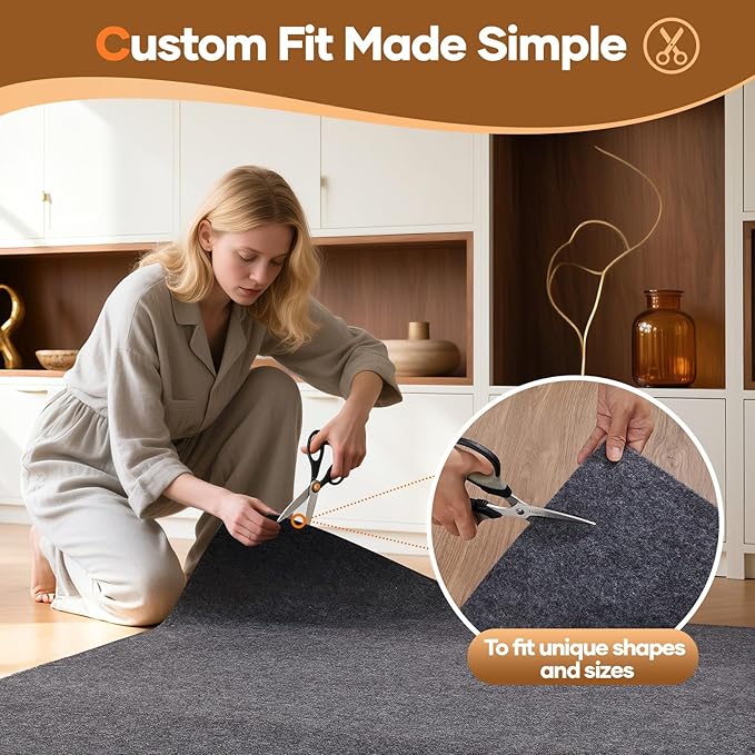 Veken Non Slip Cushioned Rug Pad Gripper 6 x 9 Ft, Felt and Silicone Backing, 1/4 inch Thick Carpet Liner for Hardwood Floors and Finishes, Under Area Rugs Anti Skid Mat, Keep Rugs Safe and in Place