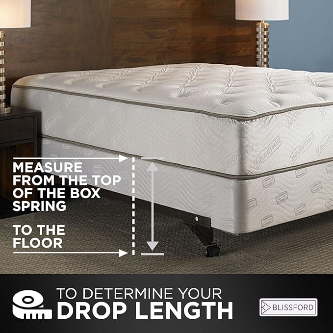 BLISSFORD White Bed Skirt Twin Size 21 inch Drop - with Split Corners - Cotton Blend Ruffle Bed Skirt, Dust Ruffle with Platform White Twin Bedskirt, Machine Washable