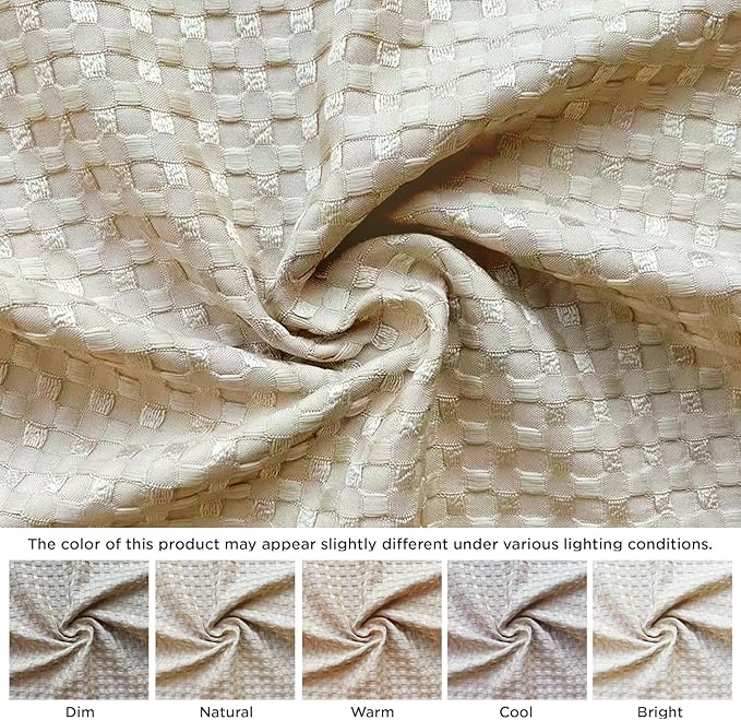 MIYE Pleated Waffle Weave Bed Skirt, Tailored Dust Ruffle 16 Inch Drop Easy Fit, Machine Washable,No Split Corners (Beige, Twin - 16" Drop)