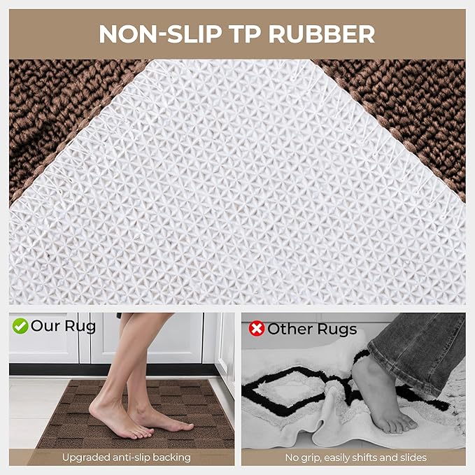 GRANNY SAYS Front Door Mat Outside Entrance, Indoor Door Mats for Entryway, Welcome Matt Indoor Non-Slip, Entry Rug Front Porch Rug Low Profile Resist Dirt, 36"x24", Dark Brown Check