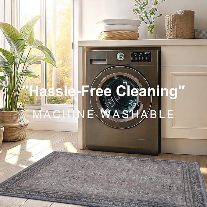 Vanmoos 2x3 Washable Area Rug – Soft, Non-Slip Entrance Rug, Durable Indoor Door mat, Floor Carpet for High-Traffic Areas, Entryway, Kitchen, and Bedside, Urban Luxe/Olive Brown