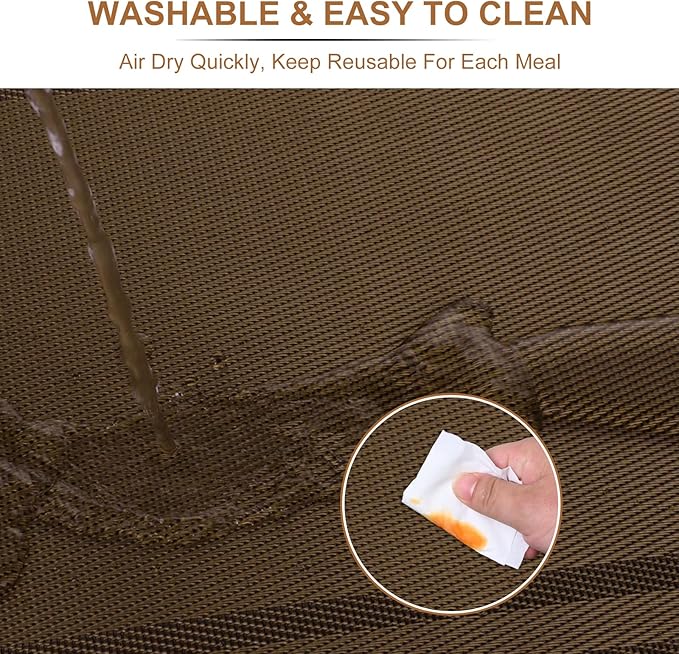 BETEAM Placemats Set of 6, Woven Vinyl Placemat for Dining Table Washable Wipeable Kitchen Place Mats Durable Indoor Outdoor Table Mats