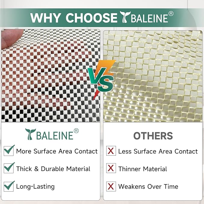 BALEINE Non Slip Rug Pad Rug Gripper for Hardwood Floors, Extra Thick Non Slip Mat Under Carpet (9'x12')