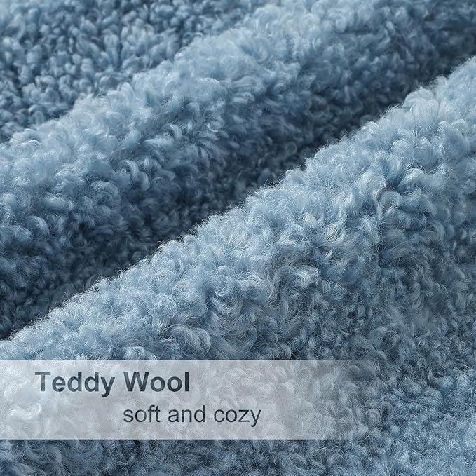 decorUhome Pack of 2 Throw Pillow Covers 24x24 Inch, Faux Fur Decorative Sherpa Pillow Covers Fuzzy Accent Soft Sheepskin Fleece Pillow Cases for Couch Living Room Bed, Light Blue