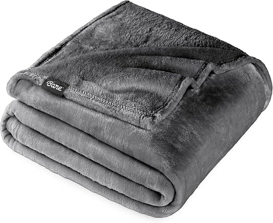 Bare Home Fleece Blanket - Twin/Twin Extra Long - Ultra-Soft Lightweight for Bed, Sofa, and Couch - Luxury Microplush - Cozy Warm Blanket (Twin/Twin XL, Grey)