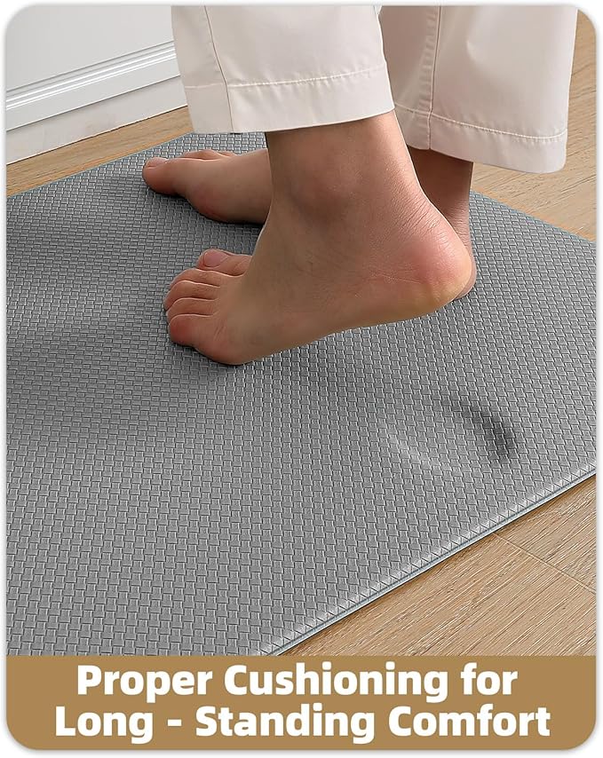 Color&Geometry Anti Fatigue Cushion Kitchen Mat for Floor -24"x59",Wide,Easy Clean, Water & Oil Proof, Anti Slip, Foam Rubber Runner Rug for Front Sink Comfort Standing,Grey