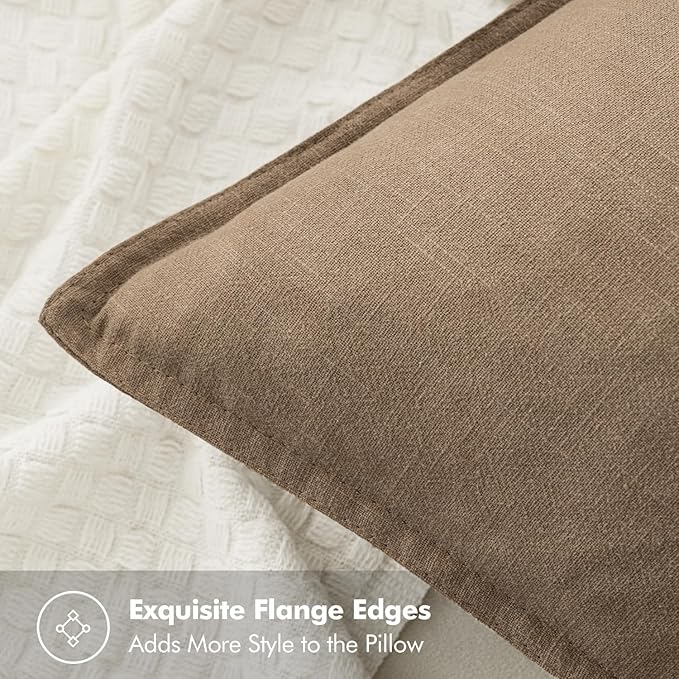 MIULEE Decorative Linen Pillow Covers 28x28 Inch Khaki Boho Farmhouse Neutral Winter Couch Throw Pillows for Bed Pack of 2 Accent Modern Pillowcase Sofa Livingroom Home Decor