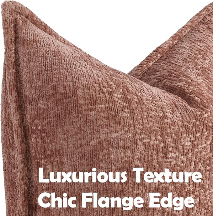 DEZENE Pack of 2 Dusty Pink Decorative Throw Pillow Covers 16x16 Cozy Soft Chenille Accent Vintage Square Couch Pillow Covers for Home Decor Bed Sofa Living Room