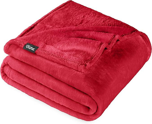 Bare Home Fleece Blanket - King Size - Ultra-Soft Lightweight for Bed, Sofa, and Couch - Luxury Microplush - Cozy Warm Blanket (King, Red)