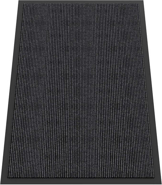 Indoor Outdoor Door Mat, 5’ x 4' Doormat for Entryway, Rubber Backing Non Slip Front Door Mat Outside Entrance, Super Absorbent Commercial Floor Mat for Home Office, Grey