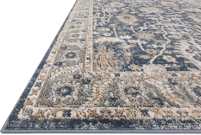 Loloi Teagan Collection TEA-03 Denim/Pebble 5'-3" x 7'-6" Area Rug, Large, Soft Neutral Rug, High-Traffic for Living Room, Bedroom, Home Office, Dining Area