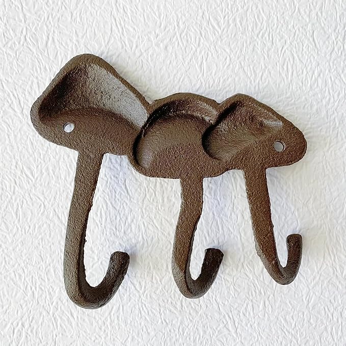 Rustic Mushroom-Shaped Decorative Wall Hook Rack Hangers for Hanging Clothes, Coats, Towels, Keys, and Hats, 1 Pack Antique Cast Iron Mounted Wall Hooks