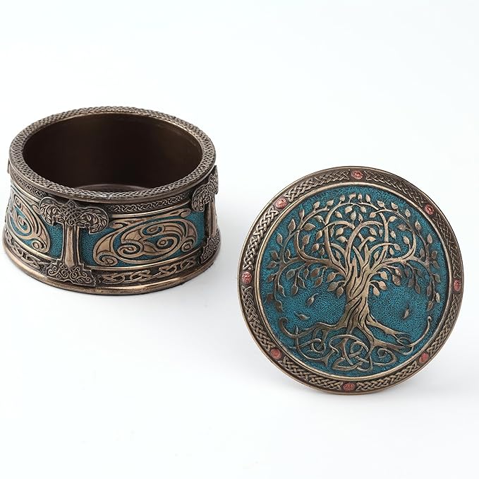 Veronese Design 4 Inch Spiritual Tree of Life Cold Cast Resin Bronze Finish Trinket Jewelry Box