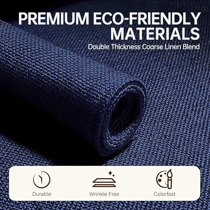 Blue Forest Placemats Set of 6, Dual-Layered Thickened Faux Linen Table Mats Heat Resistant Machine Washable Wrinkle Free Place Mats for Kitchen Dining Outdoor/Indoor (NavyBlue)