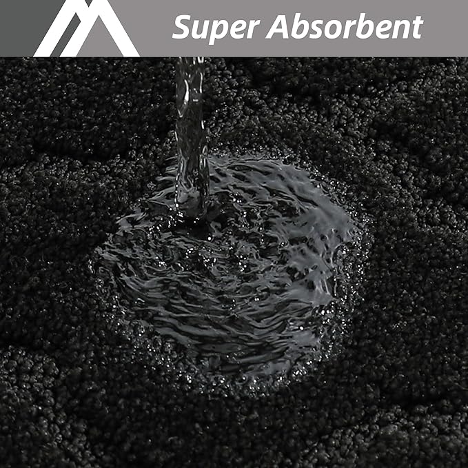 COSY HOMEER Soft Kitchen Floor Mats for in Front of Sink Super Absorbent Kitchen Rugs and Mats 20"x79" Non-Skid Kitchen Mat Standing Mat Washable,Polyester,Black