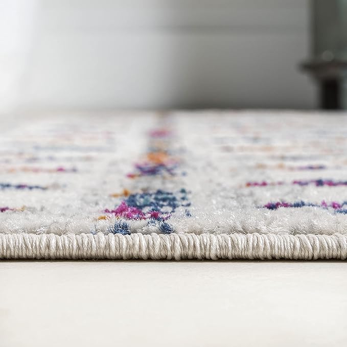 JONATHAN Y Boho Vintage Diamond Cream/Multi Indoor Area Rug 4X6 ft, Moroccan Hype for Living Room, Bedroom, Kitchen, Office, Easy-Cleaning, High Traffic, Pet-Friendly, Non-Shedding (MOH101H-4)
