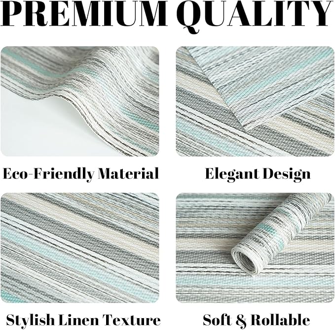 Placemats Set of 12 Vinyl/Plastic Woven Place Mats for Kitchen Table Indoor/Outdoor Washable Placemat Wipeable Dining Table Mats (Turquoise,12)