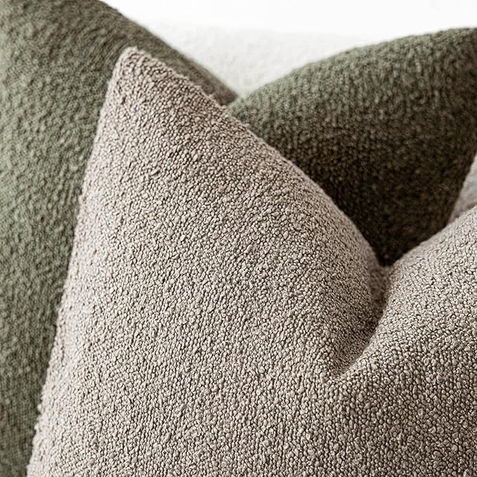 Foindtower Decorative Textured Boucle Throw Pillow Covers Accent Solid Pillow Cases Neutral Soft Cozy Couch Cushion Case for Chair Sofa Bedroom Living Room Home Decor 18x18 Inch,1PC,Light Taupe