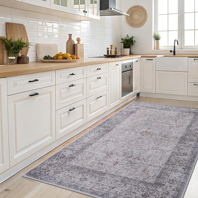 Vanmoos 2x3 Washable Area Rug – Soft, Non-Slip Entrance Rug, Durable Indoor Door mat, Floor Carpet for High-Traffic Areas, Entryway, Kitchen, and Bedside, Rustic Vibes/Taupe