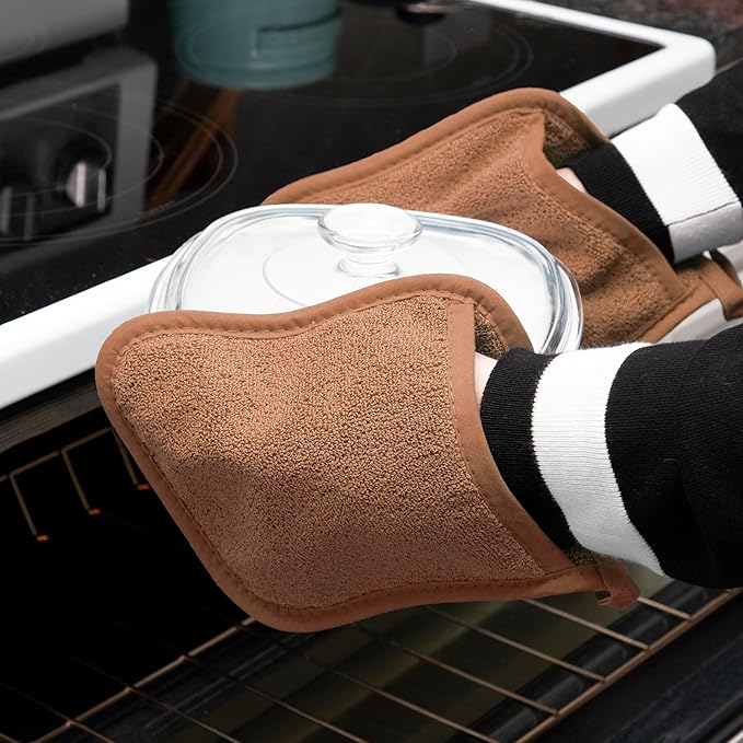 RITZ Terry Pocket Mitt & Hot Pad: Unparalleled Heat Resistant, Durable 100% Cotton – Ergonomically Designed for Optimal Grip – Easy-Care Machine Washable – 4-Pack, Copper