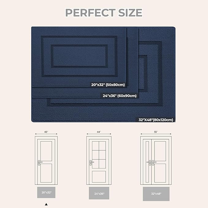 GRANNY SAYS Front Door Mat Outside Entrance, Welcome Matt Indoor Non-Slip, Door Mats for Outdoor, Entryway Front Porch Matt Low Profile Resist Dirt Easy to Clean, 32" x 20", Deep Blue