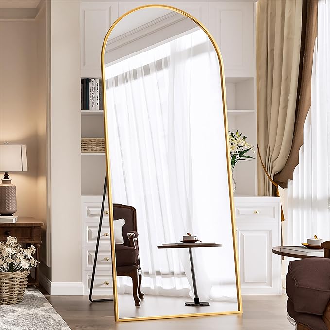 Antok Full Length Mirror, 71"x28" Arched Floor Mirror, Mirror Full Length with Stand, Wall Mounted Mirrors for Living Room Bedroom,Gold
