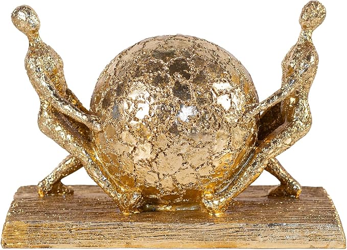 Spherical Statue Resin Sculpture Athlete Art Metal Decoration Statue Home and Office Decoration - Gold