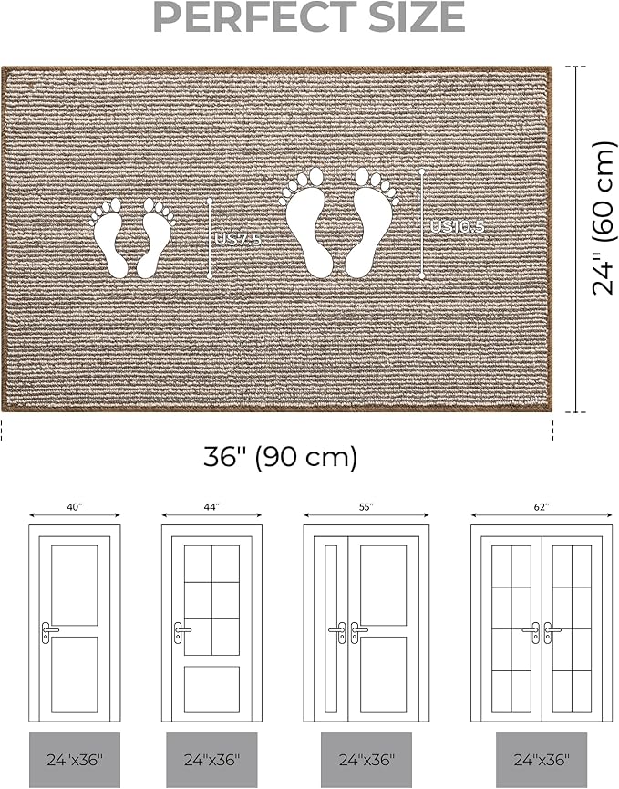 GRANNY SAYS Front Door Mat Outside Entrance, Door Mats for Entryway, Welcome Matt Non-Slip, Entryway Front Porch Mat Low Profile Resist Dirt Easy to Clean, 36"x24", Khaki Beige