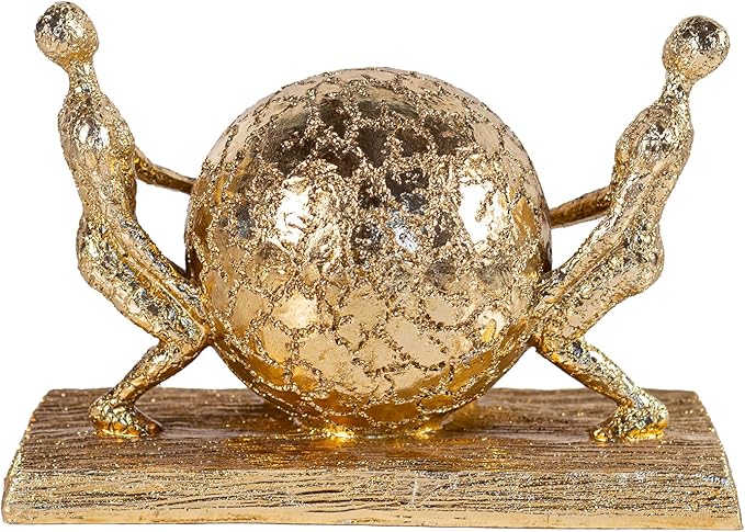 Spherical Statue Resin Sculpture Athlete Art Metal Decoration Statue Home and Office Decoration - Gold