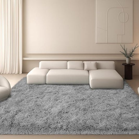 Mtandyx 6x9 Area Rugs Living Room,Gray Large Plush Fluffy Bedroom Carpet,Non-Slip Upgraded Indoor Thick Soft Rug,Modern Plush Carpet Suitable for Kids Home Decor Aesthetics Dorm.