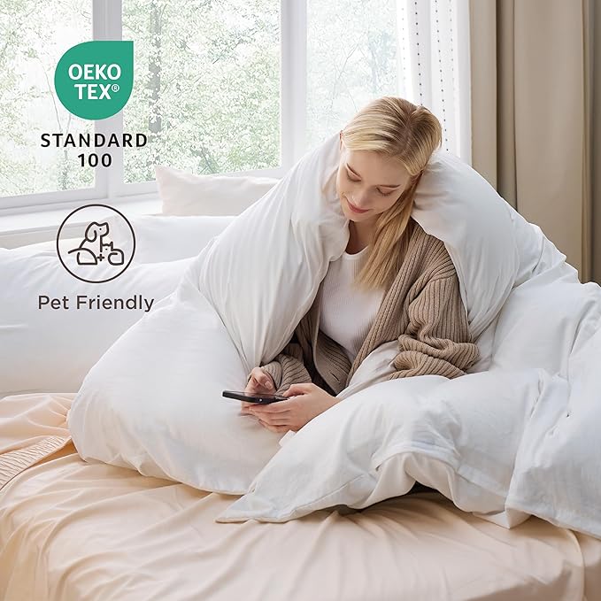 Bedsure Duvet Cover King Size Only - Prewashed Cotton-Like Extra Soft All Season Bedding, Includes 1 Duvet Cover 104x90 Inches with Zipper Closure, White, Comforter Not Included