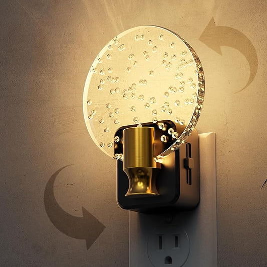L LOHAS LED Night Lights Plug into Wall, Dusk to Dawn Sensor, 3000K Soft White LED, 180° Rotating Acrylic Bubble Nightlight, 0-100lm Adjustable Brightness, for Bedroom, Bathroom, Hallway