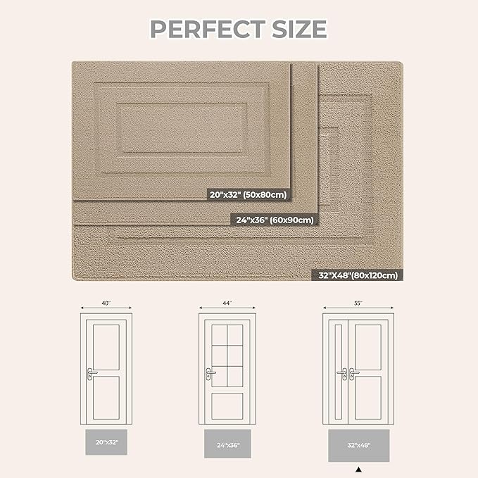 GRANNY SAYS Front Door Mat Outside Entrance, Welcome Matt Non-Slip, Outdoor Door Mats for Entryway, Long Front Porch Mat Low Profile Resist Dirt Easy to Clean, 48"x32", Khaki