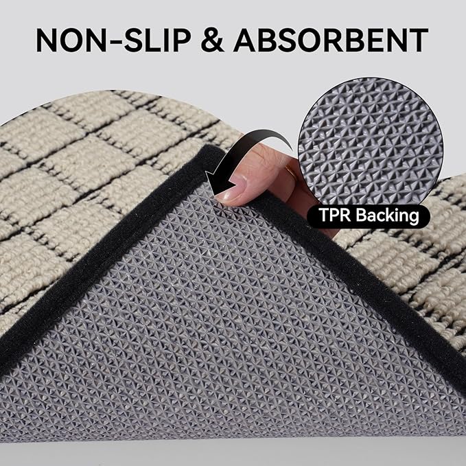 Kitchen Mats for Floor 17"x47", Non-Slip Washable Kitchen Rugs, Absorbent and Stain Resistant Kitchen Rug, Durable Comfortable Rugs for Kitchen, Hallway, Laundry & Sink, Black