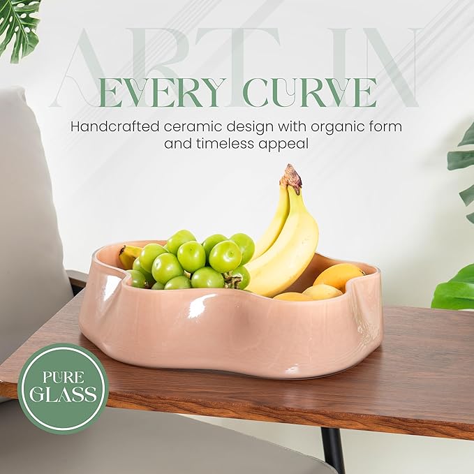 Modern Glass Decorative Bowl for Kitchen & Home Decor – Handmade Unique Design Key Bowl for Entryway Table, Living Room, Premium Candy Bowl, Fruit Bowl for Kitchen Counter