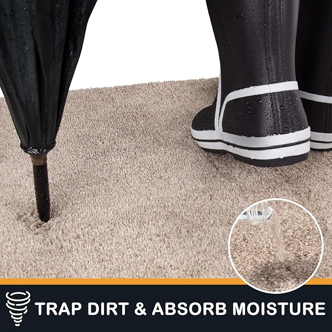 PURRUGS Dirt Trapping Door Mat 24" x 59", Non-Slip Machine Washable Entryway Rug, Dog Doormat, Indoor Front Door Mat, Super Absorbent Entry Rug for Muddy Shoes & Paws, Taupe