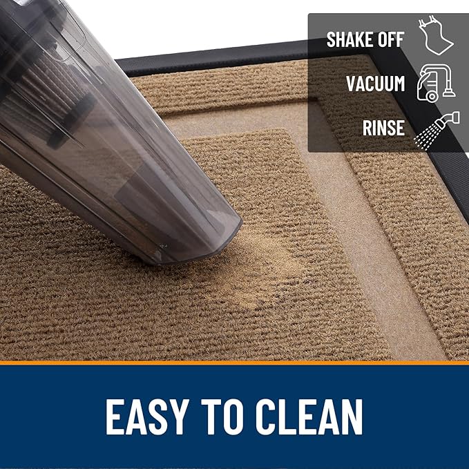 OLANLY Front Door Mat Indoor Outdoor Entrance, Waterproof All-Season, All-Weather Doormat, Sturdy Natural Rubber, Fade Resistant, Low Profile, Easy Clean Patio Porch Entryway Mat, 59x23, Light Borwn