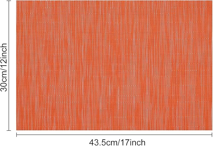 Myir JUN Placemats Set of 8, Vinyl Woven Placemats Place Mats Indoor Set of 8 Washable Table Mats Non-Slip Place mats for Dining Table (Orange, Set of 8)