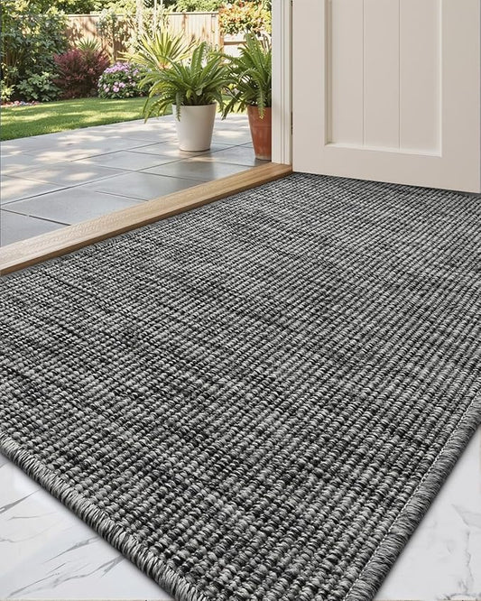 DEXI Dirt Trapper Door Mat, 24x39 Washable Doormat, Dirt Resistant and Absorbent, Easy Clean Low-Profile Floor Rugs for Entryway, Front Door, and Inside Entrance, Dark Grey