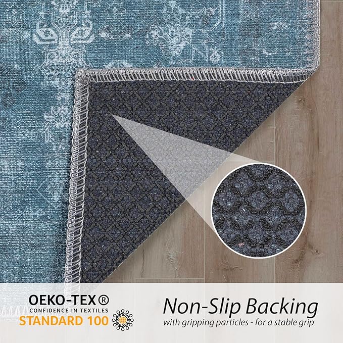 RugOver Machine Washable Area Rug, Pet-Friendly and Non-Slip Indoor Carpet for Kitchen, Bathroom, Living Room, Home Floor Decoration (Spruce/Stone, 2' x 3')