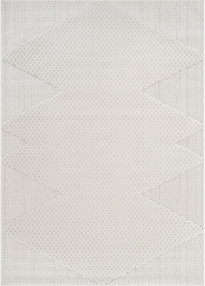 Luul Home Modern Micro Loop Indoor Area Rugs for Living Room Bedroom Kitchen Geometric Triangle White 5x7 Luxury Durable Low and High Pile Non-Shedding Stain Resistant Soft Area Carpet 5 x 7