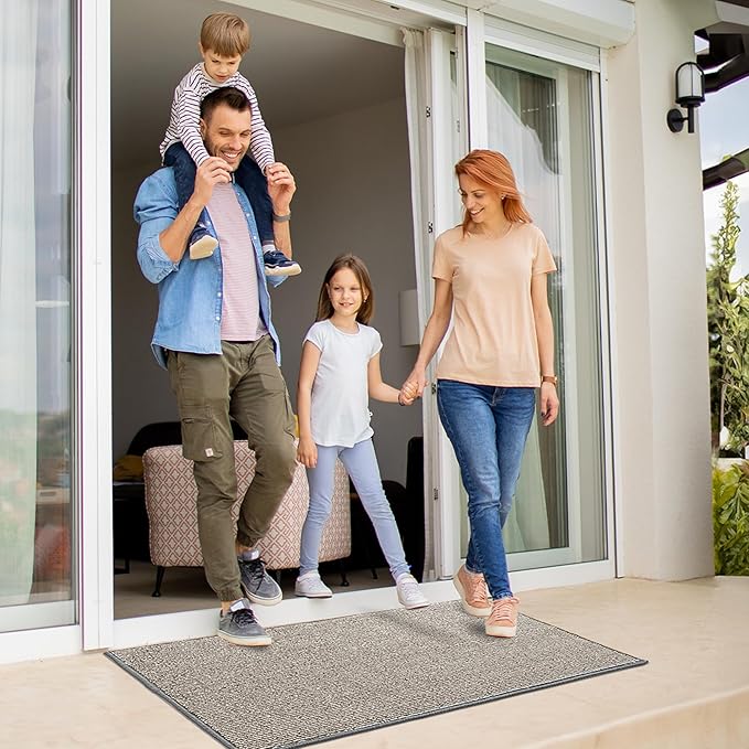 GRANNY SAYS Indoor Entrance Door Mat, 48" x 32", Grey and Beige, Rectangular, Low Profile, Non-Slip, Machine Washable