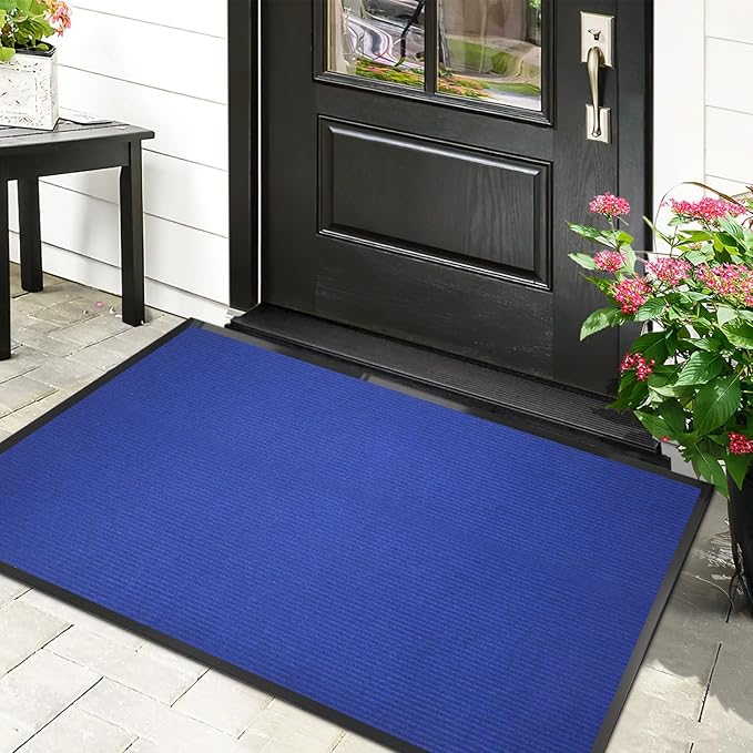 MAKUANG Indoor Outdoor Door Mat | 30" x 18" Heavy Duty Entry Mat | Non-Slip Rubber Backing | Low-Profile Welcome Mat for Home & Small Entryways, Navy