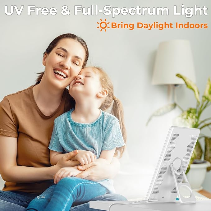 Fitfirst Light Lamp, 10000 Lux Sun Lamp, Gift for Women, 3 Color Temperature, 4 Brightness Levels, 15-60min Timer, Touch Control LED Lamp for Indoor/Office with Adapter